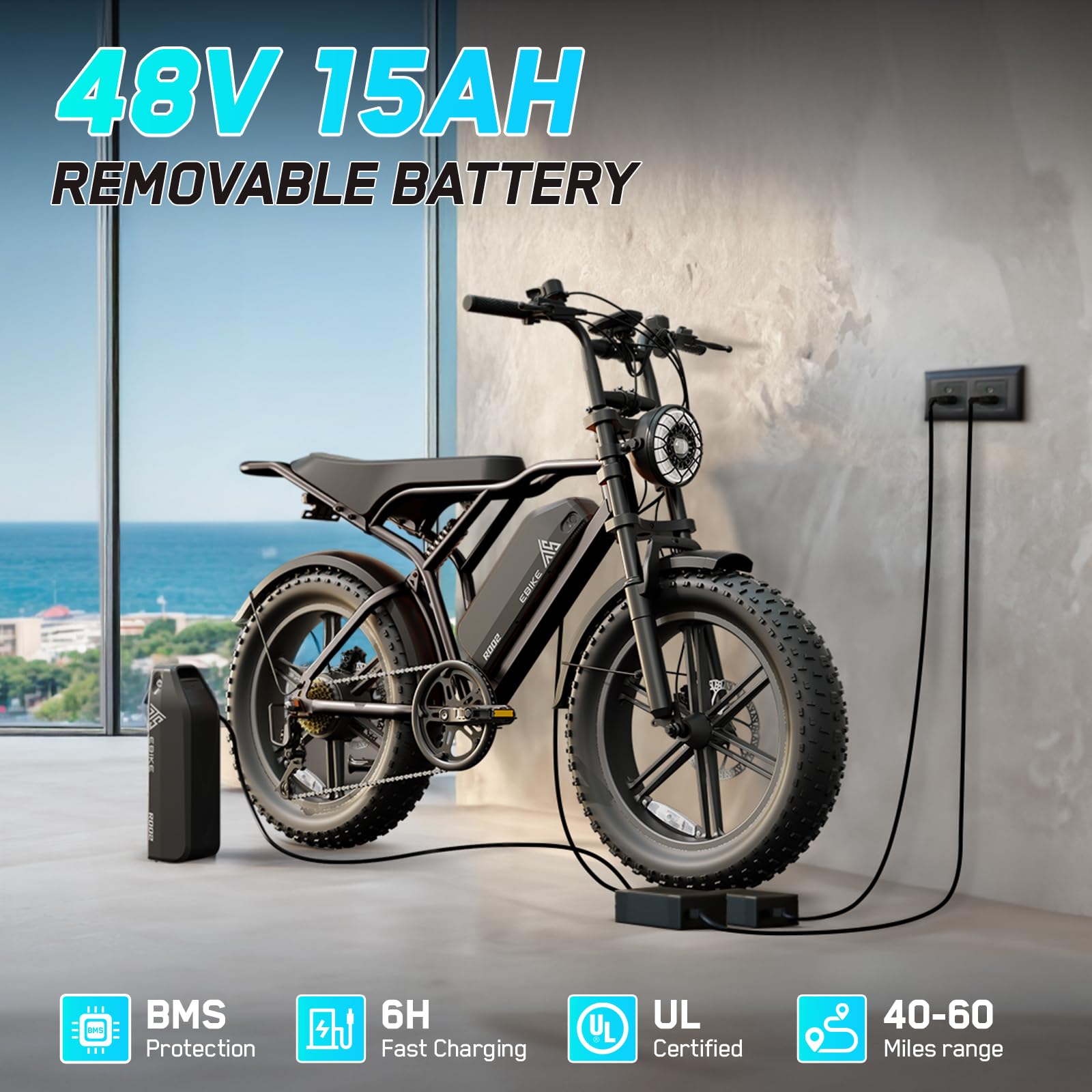 TST Electric Bike for Adults, 1500W Peak Brushless Motor 28 MPH 60 Miles/110 Miles Fat Tire E Bike with 48V 15Ah/ 25Ah Removable Battery 20" Electric Dirt Bike Hydraulic Suspension and 7-Speed