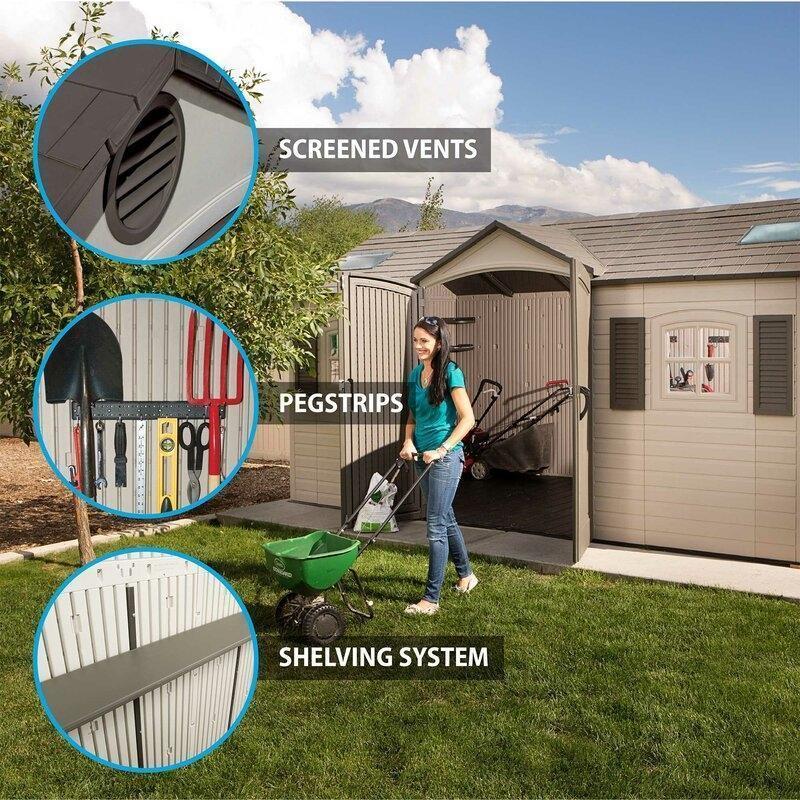 Dual Entry 15 ft. W x 8 ft. D Plastic Storage Shed