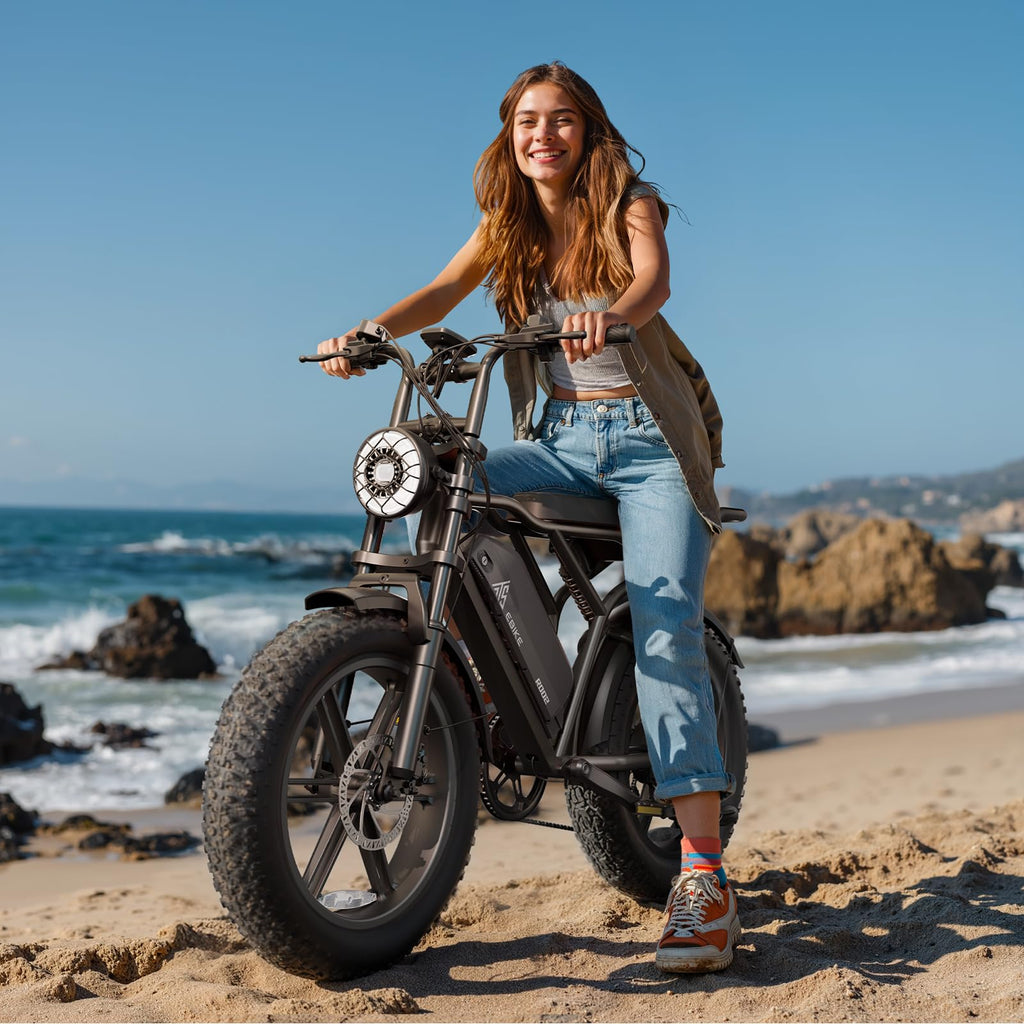 TST Electric Bike for Adults, 1500W Peak Brushless Motor 28 MPH 60 Miles/110 Miles Fat Tire E Bike with 48V 15Ah/ 25Ah Removable Battery 20" Electric Dirt Bike Hydraulic Suspension and 7-Speed